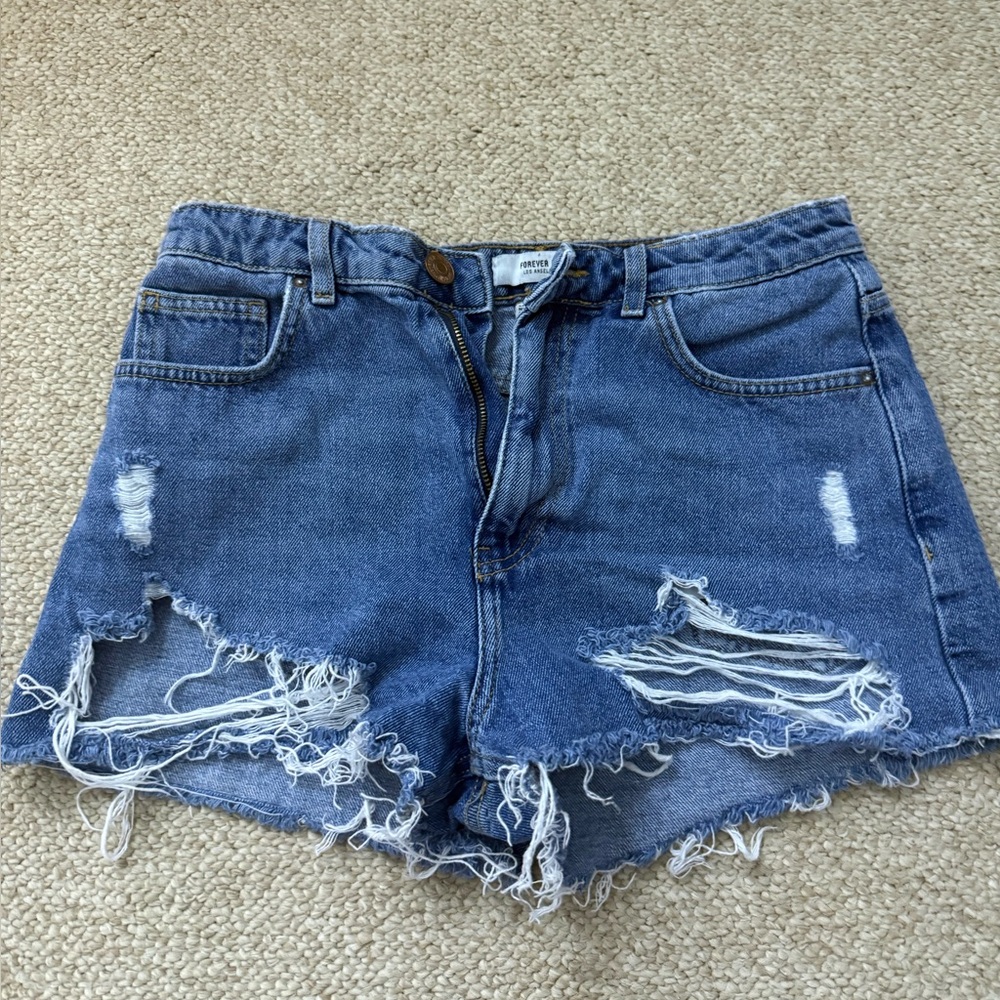 Forever 21 Frayed Blue Jean Shorts